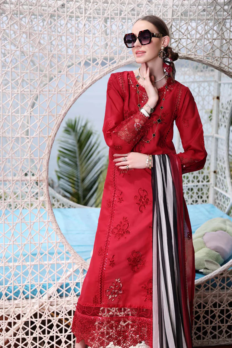 Noor by Saadia Asad Luxe PrintKari Unstitched Lawn 3Pc Suit D8-A