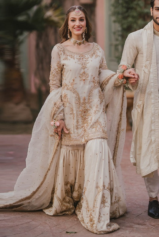 Maha Wajahat Organza Embroidered 3 Piece Unsticthed Zohra