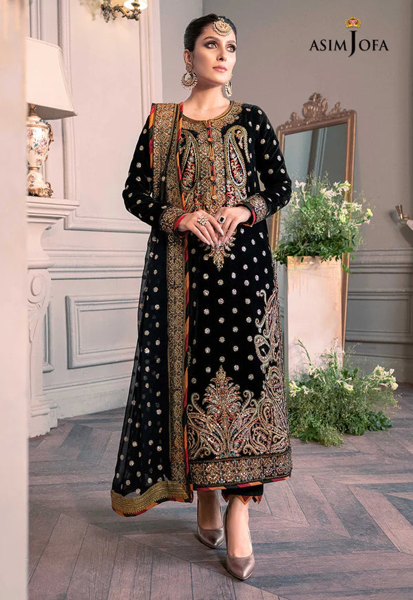 Asim Jofa - The Ayeza Edit Makhmal Royal Velvet Collection Unstitched 3 Pc - AJAM-02