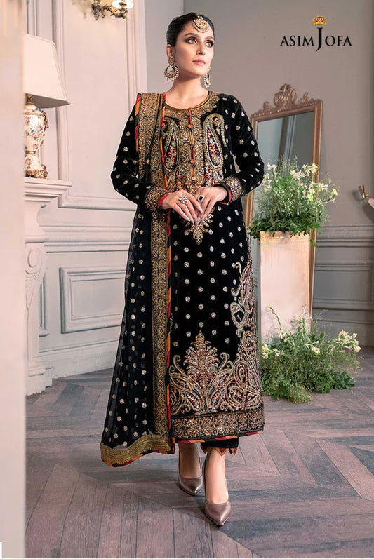 Asim Jofa - The Ayeza Edit Makhmal Royal Velvet Collection Unstitched 3 Pc - AJAM-02