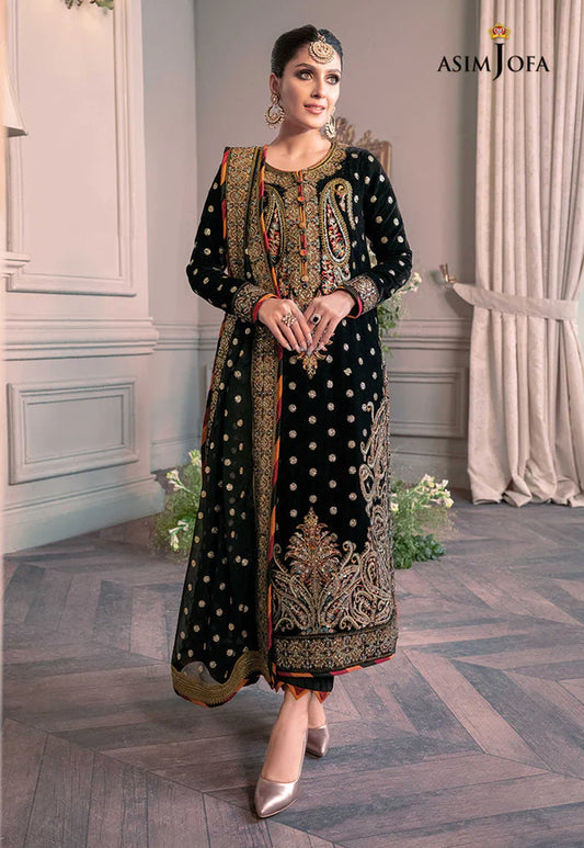 Asim Jofa - The Ayeza Edit Makhmal Royal Velvet Collection Unstitched 3 Pc - AJAM-02