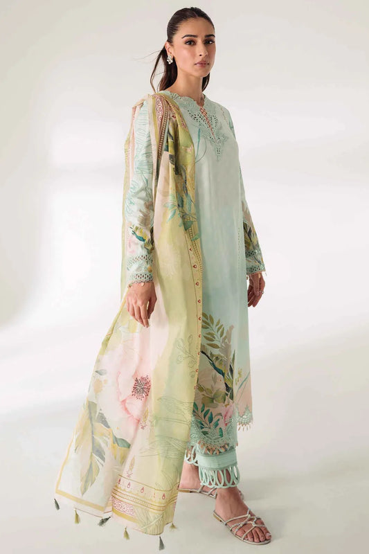 Qalamkar Luxury Lawn Embroidered 3 Piece Unstitched Ar-04 Nella