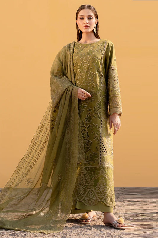 Mahnur - Luxury Lawn Embroidered Unstitched 3 Piece - Adrienne