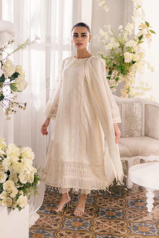 Azure Ensemble Luxury Chiffon Embroidered Collection Angelic Frost