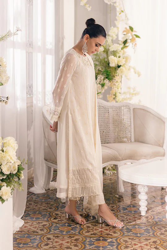 Azure Ensemble Luxury Chiffon Embroidered Collection Angelic Frost