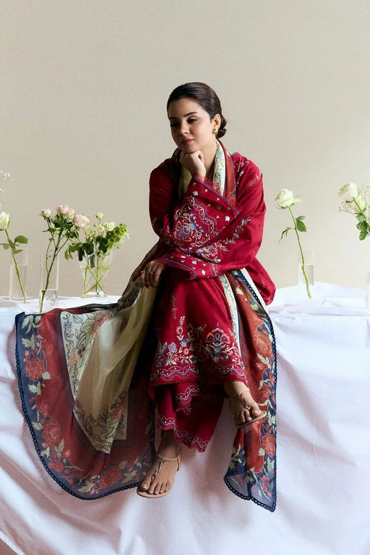 Coco By Zara Shahjahan Luxury Lawn Embroidered Unstitched 3 Piece Alba D8