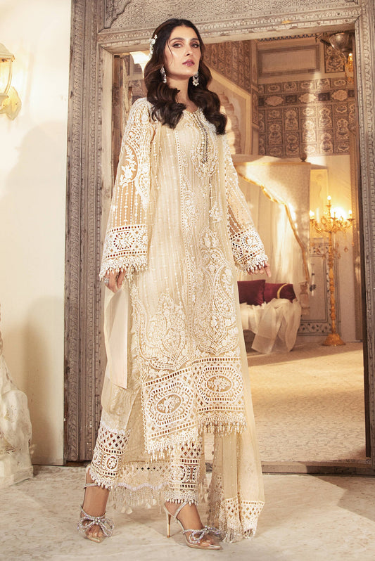 Maria.B Pearl White - Organza Embroidered Unstitched 3 Piece BD-2304