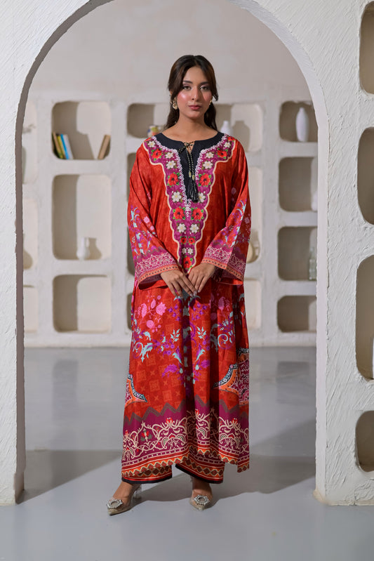 Poshkari Luxury Blended Raw Silk Embroidered 2Pc Stitched Suit PA - 0069