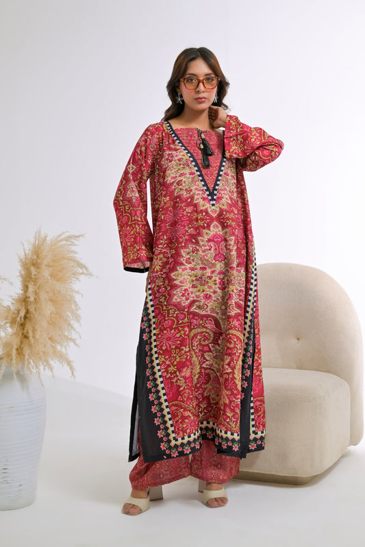 Poshkari Luxury Blended Raw Silk Embroidered 2Pc Stitched Suit PA - 0071