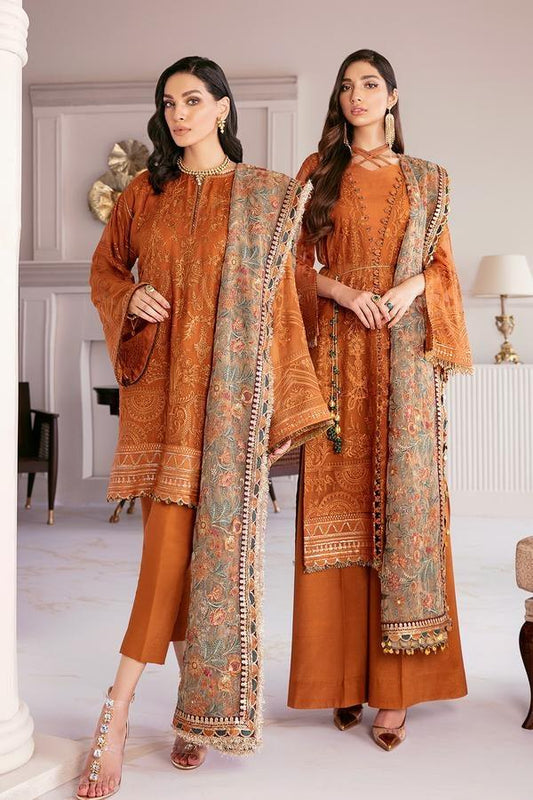 Baroque Chantelle Embroidered Chiffon 3 Piece Suit BQ-08 Crystal Sugar