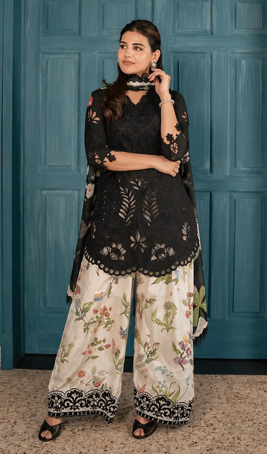 Saira Rizwan Chickenkari Luxury Embroidered Lawn Unstitched 3Pc Suit