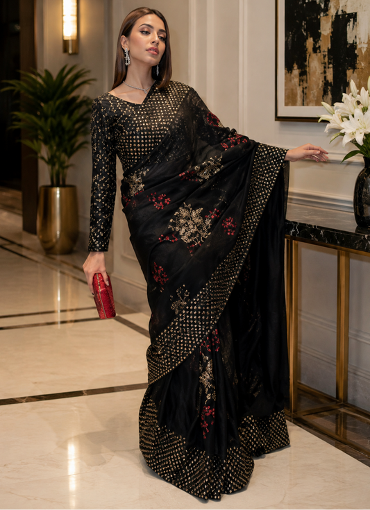 Muse Luxury Organza Embroidered 3Pc Unstitched Sari Ayesha Shahveer