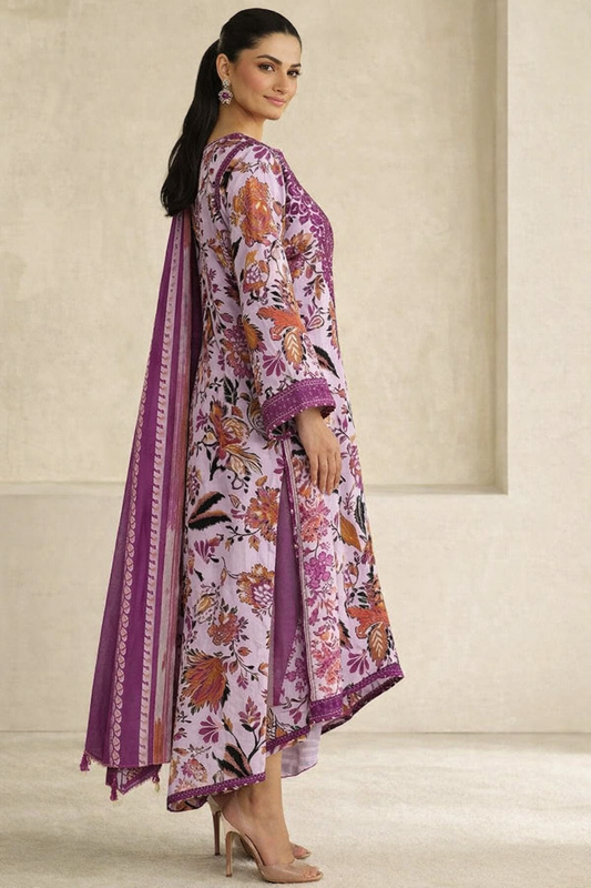 Baroque Luxury Lawn Embroidered & Printed Suit UE-4328
