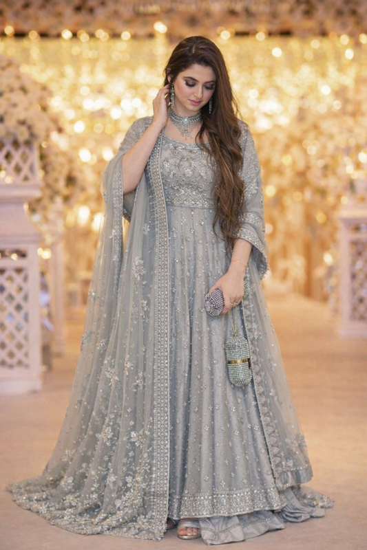 Sarah Atif Luxury Net Embroidered Unstitched Suit