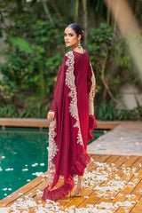 Luxe By Azure Embroidered sequence Chiffon Suits Unstitched 3 Piece AS-116 Crimson Rush - Festive Collection