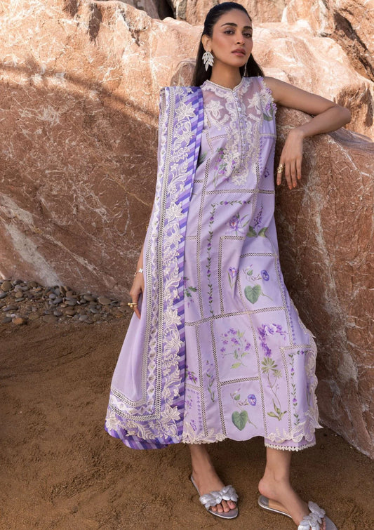 Crimson Flow Embroidered Lawn Unstitched 3Pc Suit D-7A A Girl In The Garden