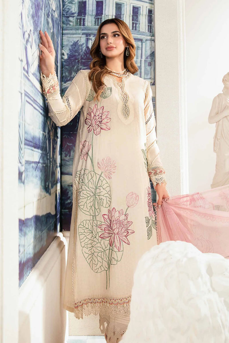 Maria.B MPrints Embroidered Lawn Pure chiffon duppatta Unstitched 3Pc Suit MPT-2001-A