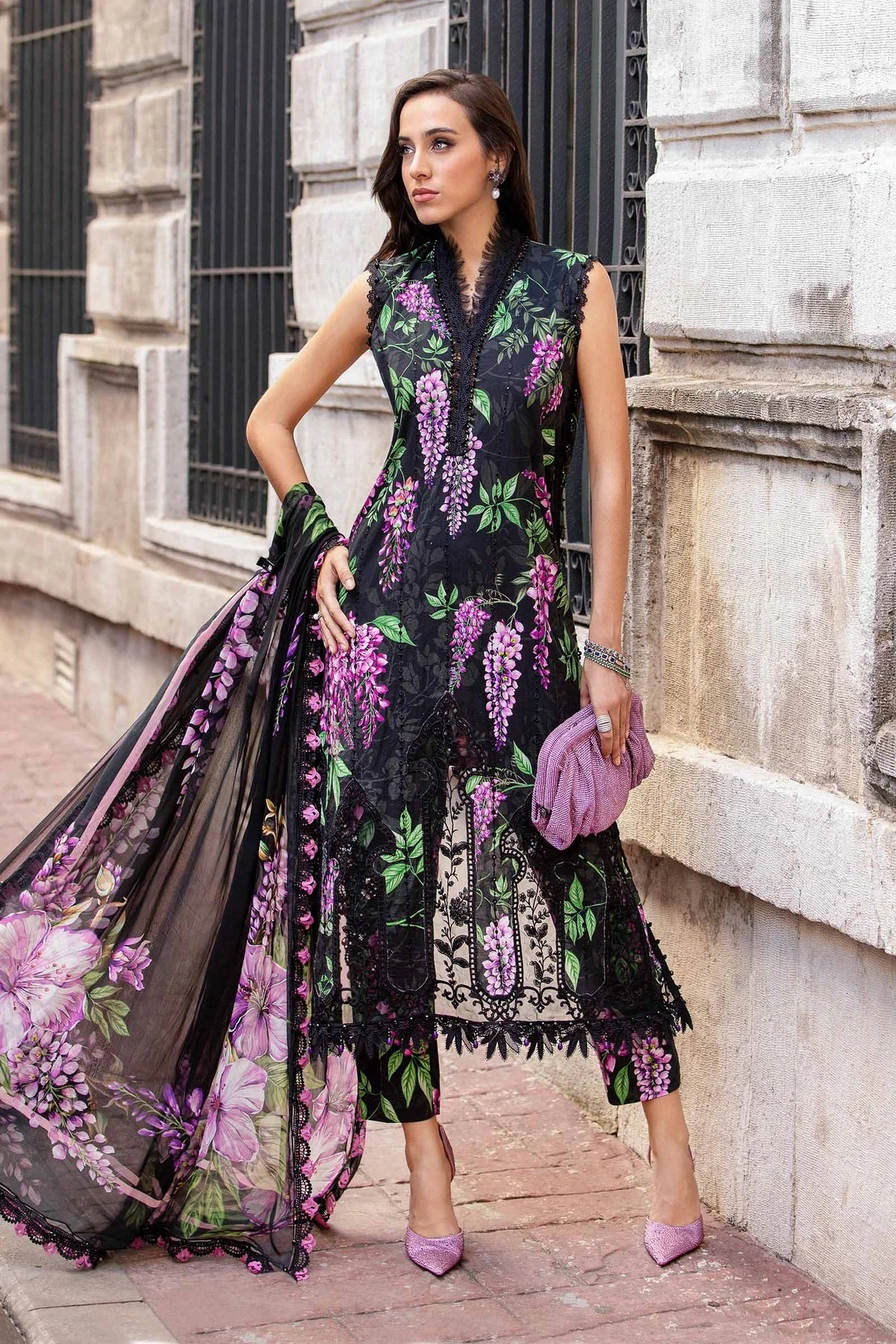 Maria.B MPRINTS 3 Piece Unstitched Luxury Lawn Suit MPT-2301-B