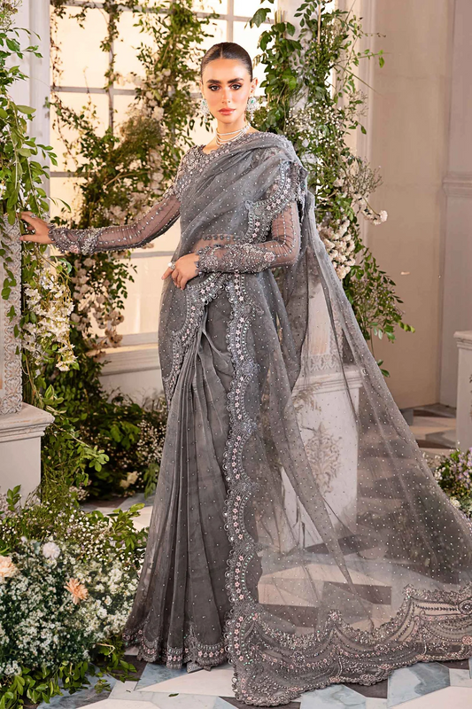 Maria.B Wedding Festive Organza Embroidered Saree BD-2902