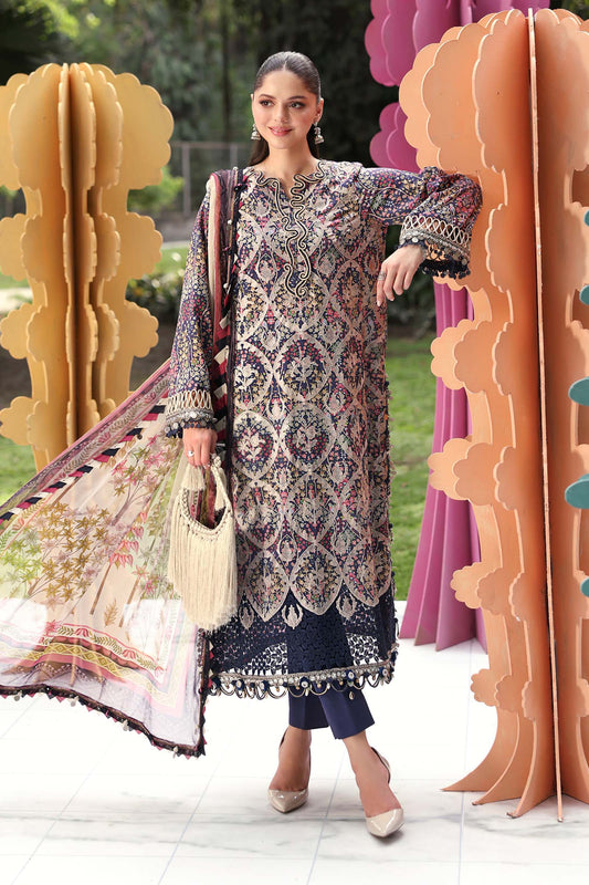 Maria B Luxury Embroidered Lawn 3Pc Unstitched Suit MPT - 3003 - B