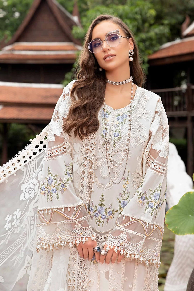 Maria.B Embroidered Lawn Suit Unstitched 3 Piece MB24E D-04 - Luxury Collection