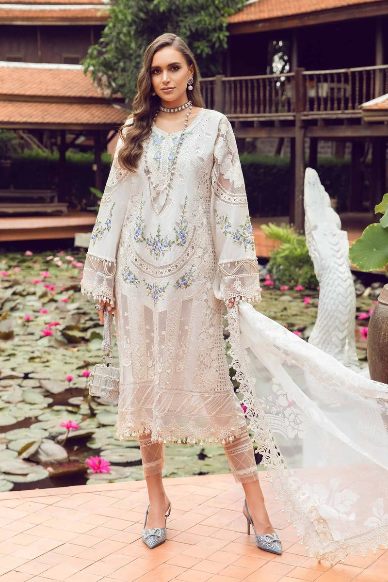 Maria.B Embroidered Lawn Suit Unstitched 3 Piece MB24E D-04 - Luxury Collection