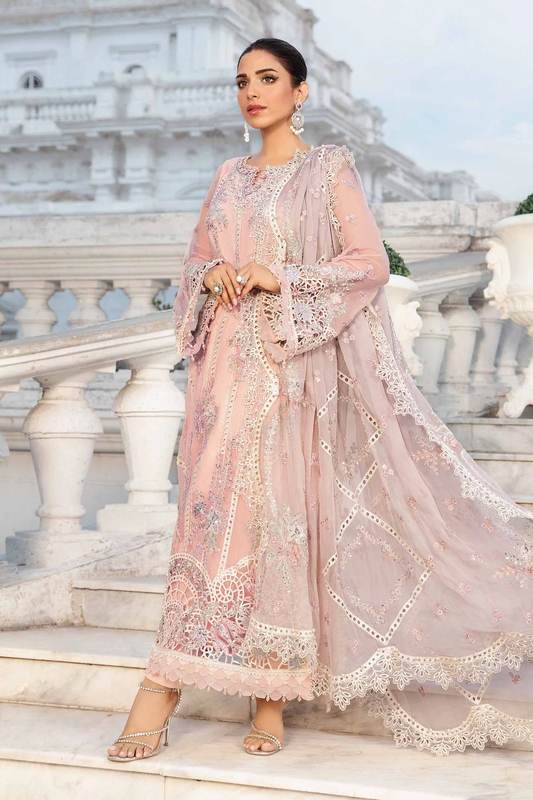 Maria.B Luxury Pure Chiffon Unstitched Embroidered 3 Pieces Suit MPC-24-106