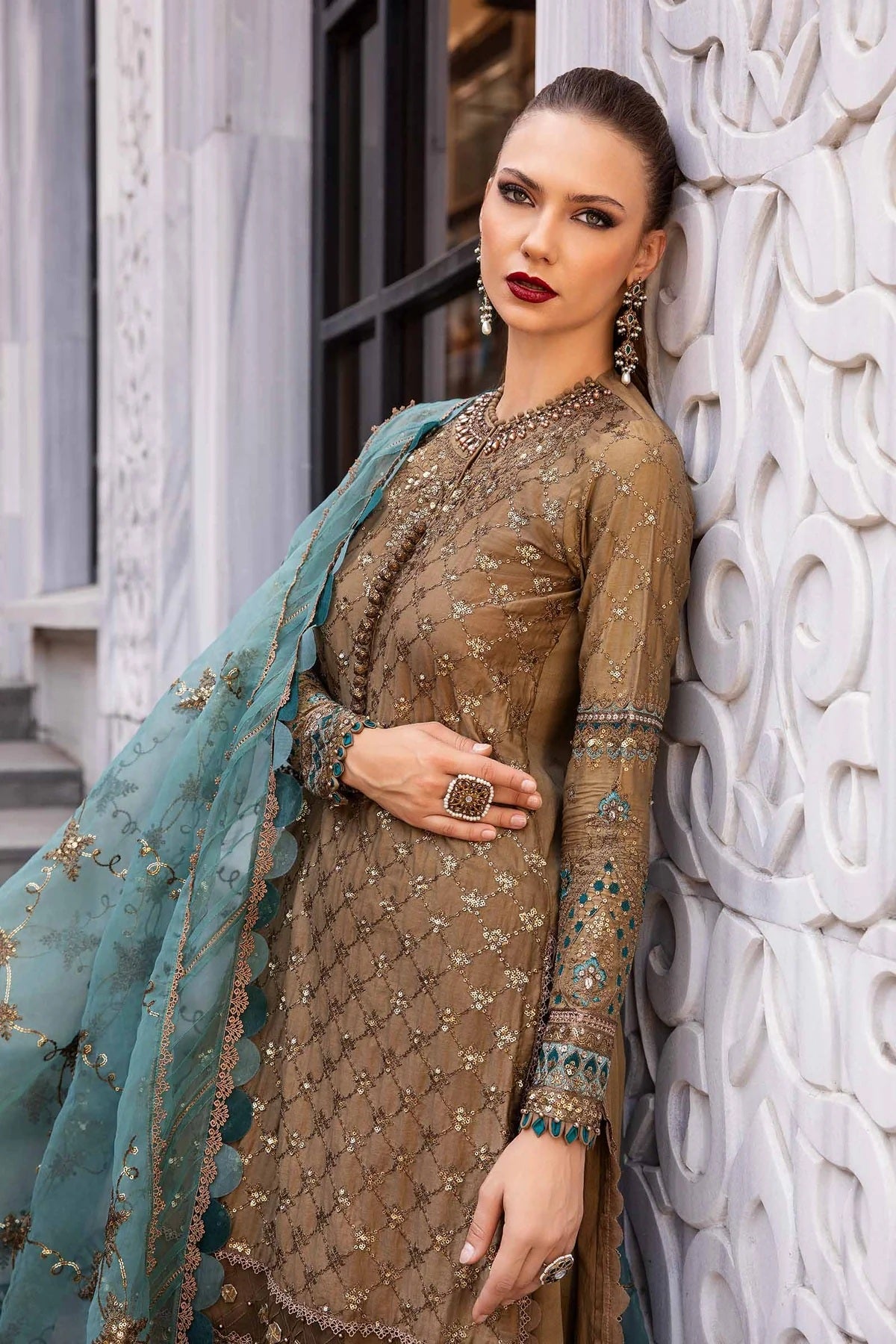 Maria.B Unstitched Embroidered 3 Pieces Cotton Satin Suit CST-808 – Pehnawa