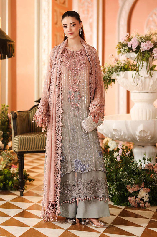 Maria B MPC-26-202-Ombre Blossom Luxury Embroidered Pure Chiffon 3Pc Unstitched Sui PA-172