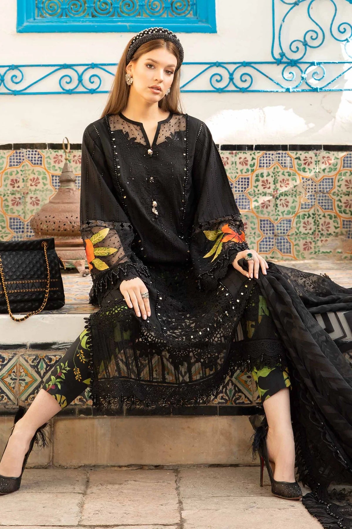 Maria.B Unstitched Embroidered Luxury Lawn 3Pc Suit D-2408-B