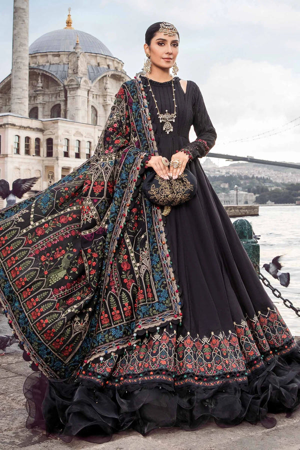 Maria.B Embroidered Linen Suits Unstitched 3 Piece D1 - Luxury Winter Collection