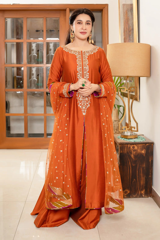 Sheen By Shaista Lodhi - Luxury Silk Embroidered Unstitched 3 Piece - Dastoor