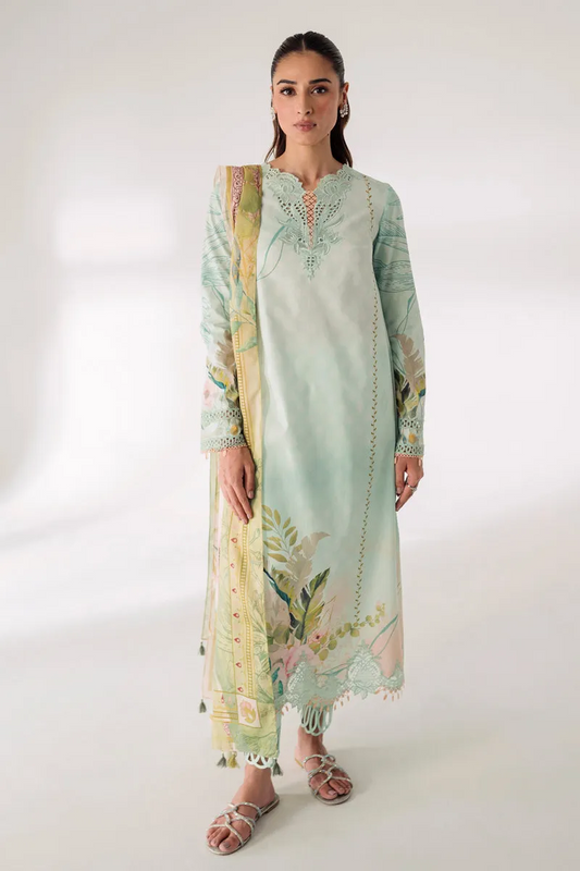 Qalamkar Luxury Lawn Embroidered 3 Piece Unstitched Ar-04 Nella