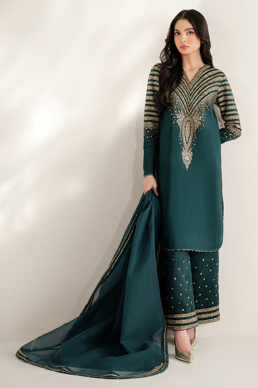 Jazmin Luxury Raw Silk Embroidered Unstitched 3 Piece - UR - 7056