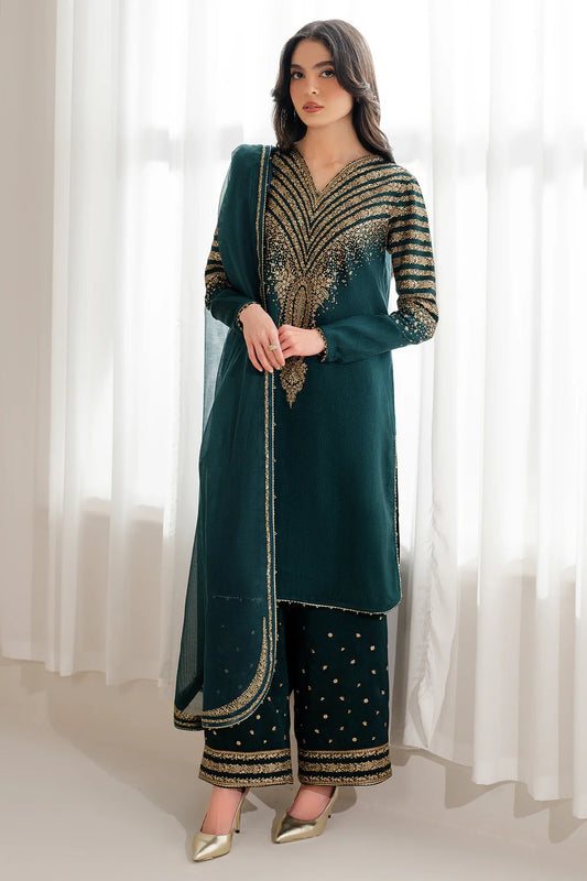 Jazmin Luxury Raw Silk Embroidered Unstitched 3 Piece - UR - 7056