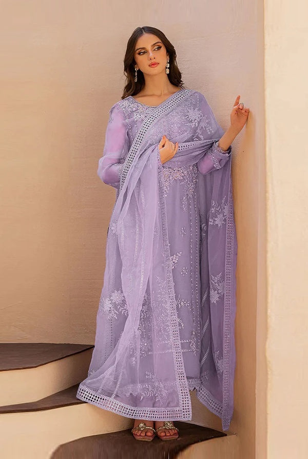 Mushq Embroidered Unstitched Luxury Addawork Collection- Lilac