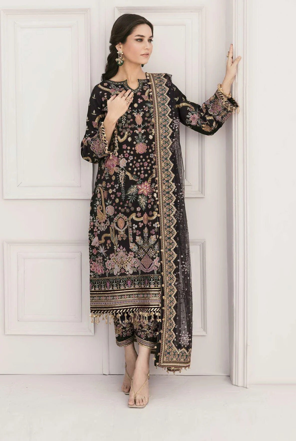 Chantelle By Baroque Embroidered Net Suits Unstitched 3 Piece D-04 - Luxury Formal Collection