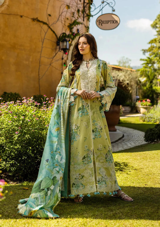 Elaf Luxury Lawn Embroidered 3 Piece(Pure Chiffon duppatta) Unstitched Elk-07A Allure