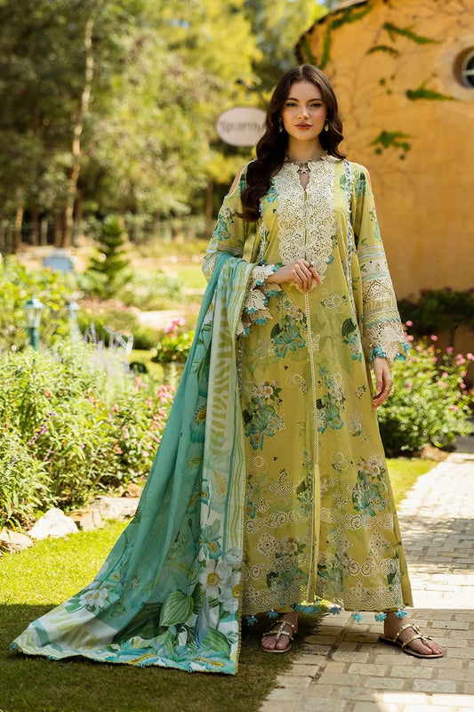 Elaf Luxury Lawn Embroidered 3 Piece(Pure Chiffon duppatta) Unstitched Elk-07A Allure