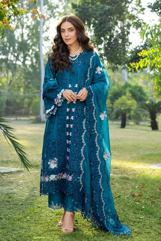 Elaf Premium Embroidered Luxury Lawn Unstitched 3Pc Suit ELY-06 SAPPHIRE