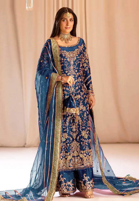 Tabya New Arrival Wedding Collection Hand Embroidered Raw Silk TABEER ZINC