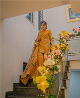 Zarlish by MNR Embroidered Organza Suits Unstitched 3 Piece HENNA ZWU-25 Luxury Formals Collection