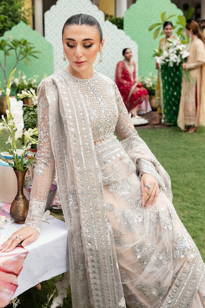 Imrozia Premium Embroidery Dastaan Unstitched Bridal Saree IB-36 Mehrnaz