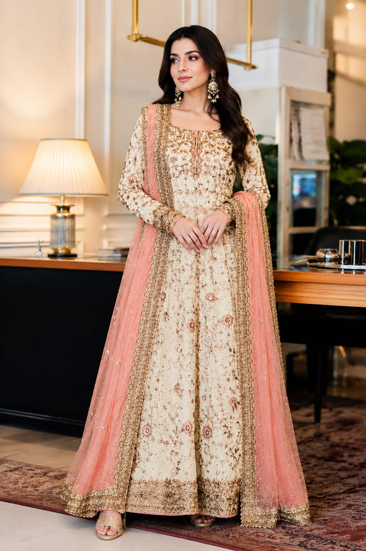 Poshkari Luxury Raw Silk Embroidered 3Pc Unstitched PA 0041