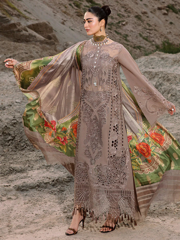 Bin Ilyas Luxury Embroidered Lawn Collection Unstitched Brown WQ-24