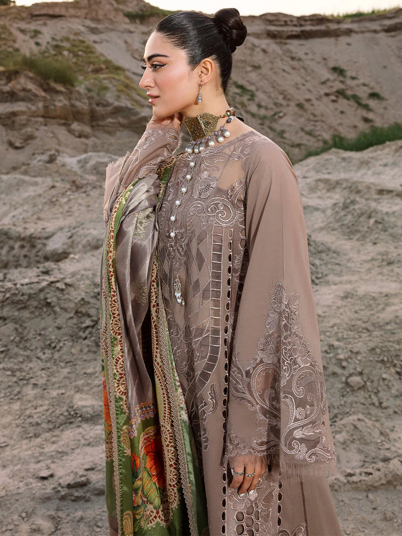 Bin Ilyas Luxury Embroidered Lawn Collection Unstitched Brown WQ-24