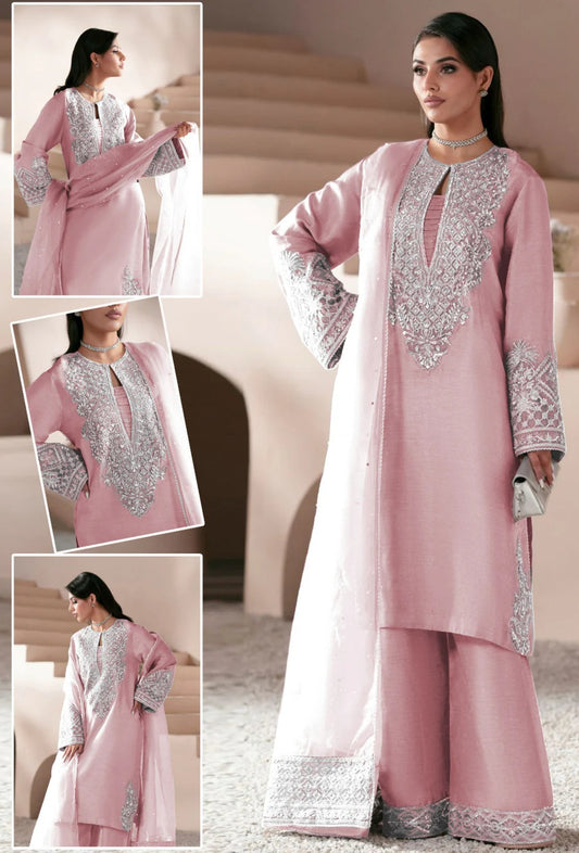 AJR Couture Luxury Silk Embroidered Unstitched 3 Piece - Celestia