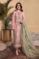 Maria.B Embroidered Net Suits Unstitched 3 Piece MB D7 - Luxury Collection
