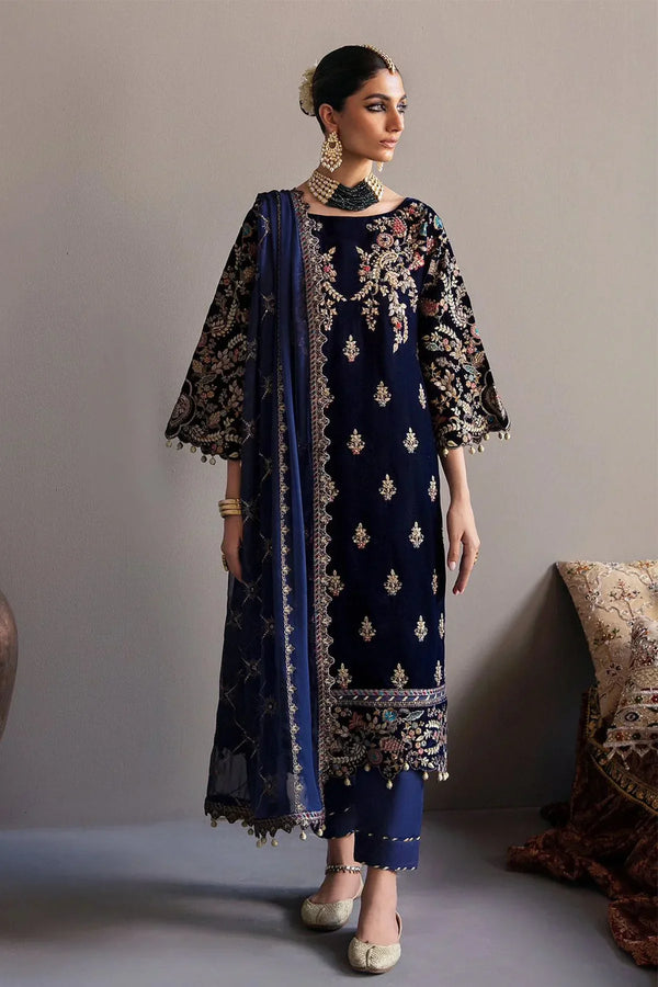 Emaan Adeel Makhmal Embroidered Velvet Unstitched 3Pc Suit MK-03 FALAK