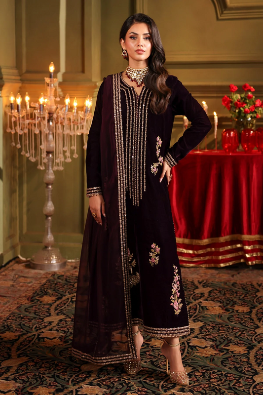 Charizma Luxury Velvet 3 Pc Embroidered Collection VVT4-014